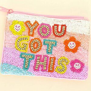 YOU GOT THIS Inspirational Gift Beaded Coin Purse Storage Pouch NEW